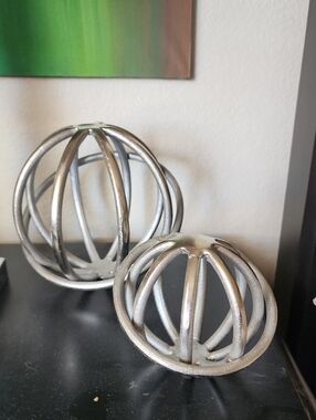Z Gallerie Silver Orb Sculptures